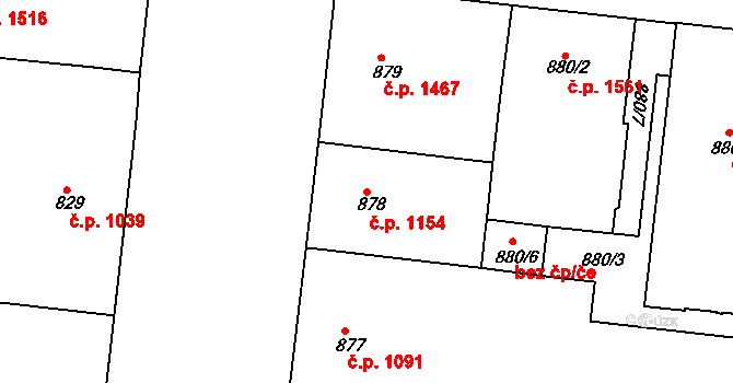 Holešovice 1154, Praha na parcele st. 878 v KÚ Holešovice, Katastrální mapa