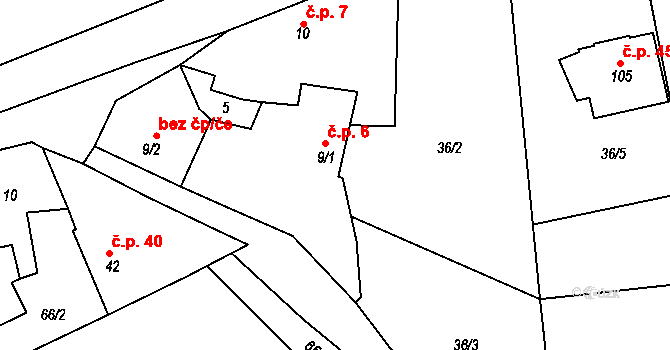 Chramosty 6, Dublovice na parcele st. 9/1 v KÚ Chramosty, Katastrální mapa