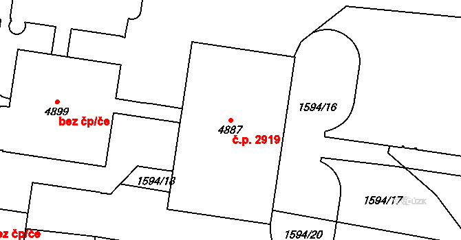 Dvůr Králové nad Labem 2919 na parcele st. 4887 v KÚ Dvůr Králové nad Labem, Katastrální mapa