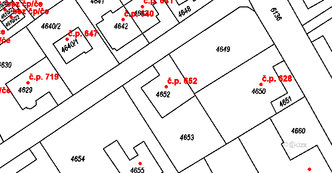 Liberec III-Jeřáb 652, Liberec na parcele st. 4652 v KÚ Liberec, Katastrální mapa