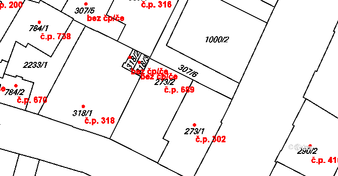 Mariánské Lázně 689 na parcele st. 273/2 v KÚ Mariánské Lázně, Katastrální mapa
