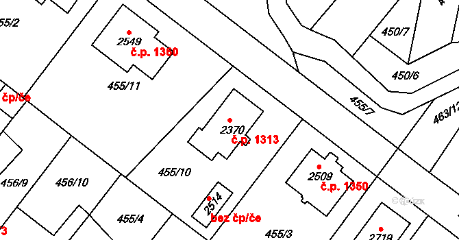 Třebechovice pod Orebem 1313 na parcele st. 2370 v KÚ Třebechovice pod Orebem, Katastrální mapa