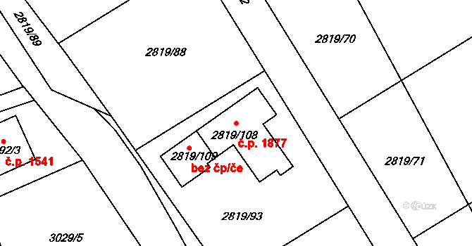 Černošice 1877 na parcele st. 2819/108 v KÚ Černošice, Katastrální mapa
