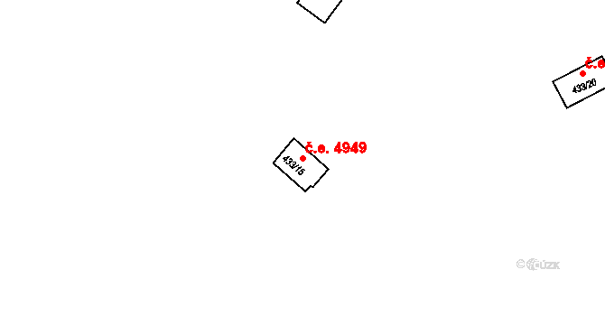 Jihlava 4949 na parcele st. 433/15 v KÚ Bedřichov u Jihlavy, Katastrální mapa