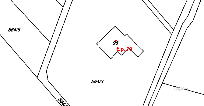 Verdek 70, Dvůr Králové nad Labem na parcele st. 96 v KÚ Verdek, Katastrální mapa