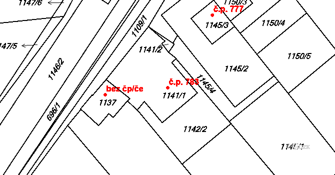 Morkovice 783, Morkovice-Slížany na parcele st. 1141/1 v KÚ Morkovice, Katastrální mapa