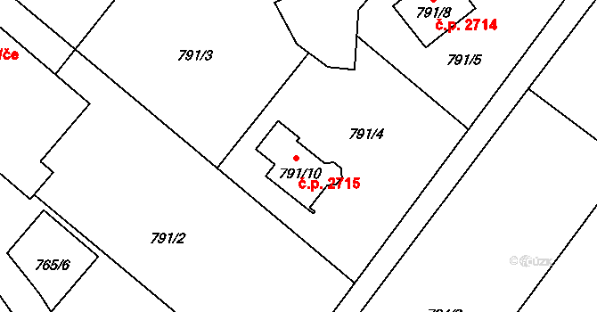 Rožnov pod Radhoštěm 2715 na parcele st. 791/10 v KÚ Tylovice, Katastrální mapa