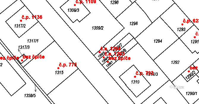 Pelhřimov 1294 na parcele st. 1309/5 v KÚ Pelhřimov, Katastrální mapa