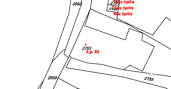 Poruba 53, Ostrava na parcele st. 2753 v KÚ Poruba, Katastrální mapa