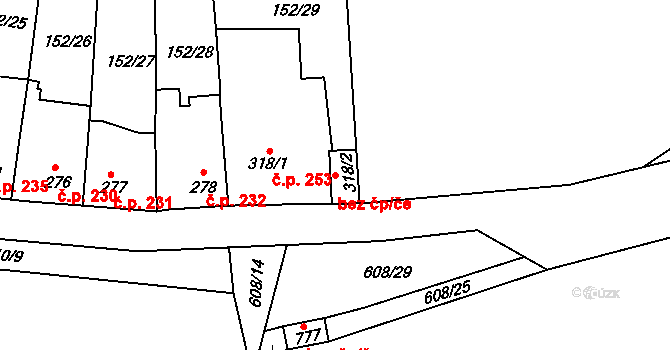 Hostomice 41683820 na parcele st. 318/2 v KÚ Hostomice nad Bílinou, Katastrální mapa