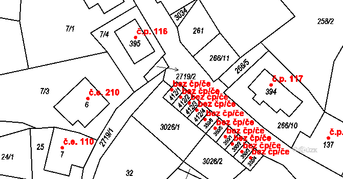 Hora Svaté Kateřiny 41845820 na parcele st. 412/1 v KÚ Hora Svaté Kateřiny, Katastrální mapa