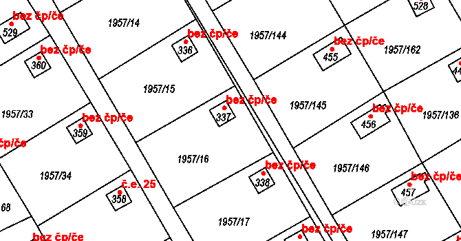 Bílovec 42956820 na parcele st. 337 v KÚ Stará Ves u Bílovce, Katastrální mapa