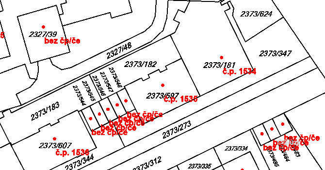 Předměstí 1535, Opava na parcele st. 2373/597 v KÚ Opava-Předměstí, Katastrální mapa