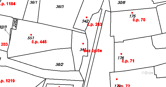 Zlín 47672820 na parcele st. 341 v KÚ Malenovice u Zlína, Katastrální mapa