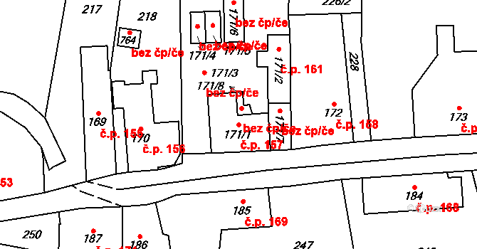 Brandýs nad Orlicí 157 na parcele st. 171/1 v KÚ Brandýs nad Orlicí, Katastrální mapa