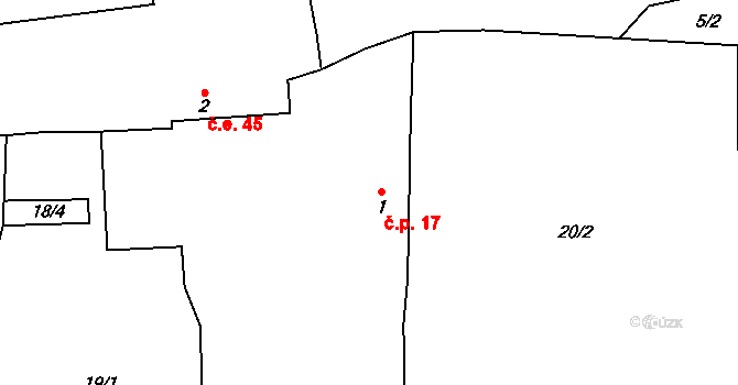 Lhota 17, Chříč na parcele st. 1 v KÚ Lhota u Chříče, Katastrální mapa