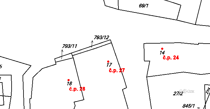 Tasnovice 27, Horšovský Týn na parcele st. 17 v KÚ Tasnovice, Katastrální mapa