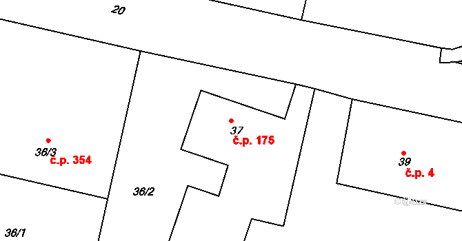 Bohuslavice 175 na parcele st. 37/1 v KÚ Bohuslavice nad Metují, Katastrální mapa