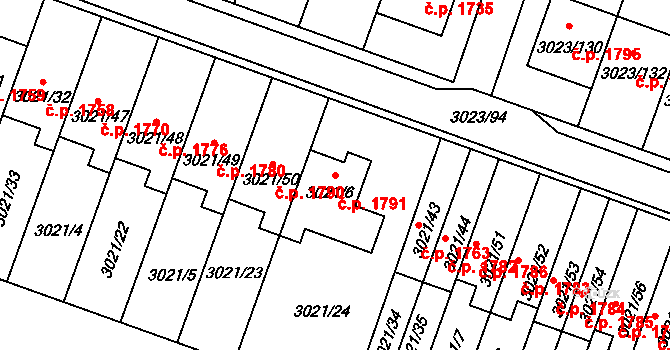 Mikulov 1791 na parcele st. 3021/6 v KÚ Mikulov na Moravě, Katastrální mapa
