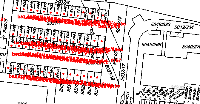 Líšeň 1157, Brno na parcele st. 5037/57 v KÚ Líšeň, Katastrální mapa