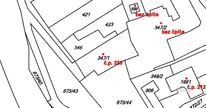 Nový Jičín 320 na parcele st. 347/1 v KÚ Nový Jičín-Horní Předměstí, Katastrální mapa