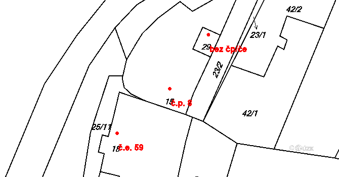 Borek 8, Kozojedy na parcele st. 15 v KÚ Borek u Kozojed, Katastrální mapa