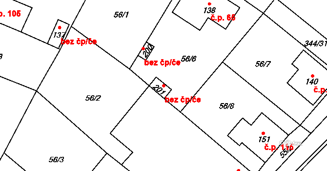 Černouček 90816820 na parcele st. 201 v KÚ Černouček, Katastrální mapa