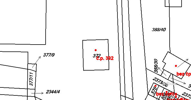 Křepice 392 na parcele st. 372 v KÚ Křepice u Hustopečí, Katastrální mapa