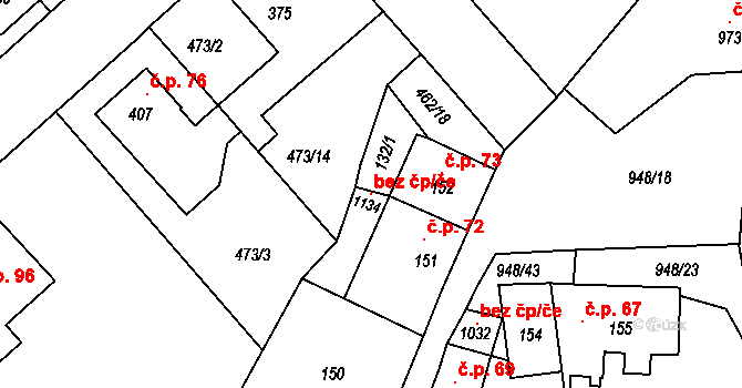 Borohrádek 100013821 na parcele st. 1134 v KÚ Borohrádek, Katastrální mapa