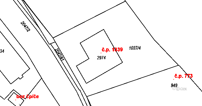 Blatná 1339 na parcele st. 2974 v KÚ Blatná, Katastrální mapa