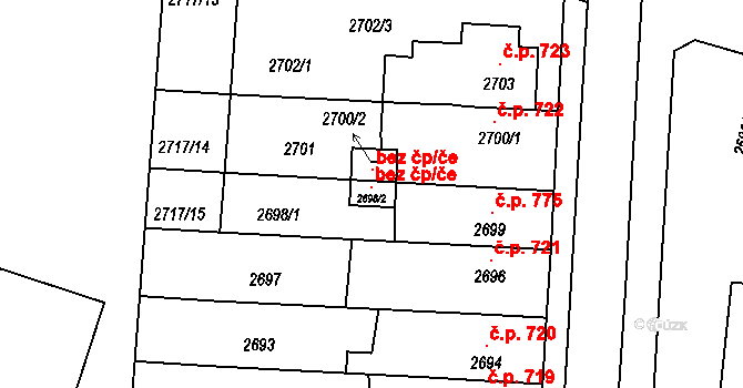 Holešov 104787821 na parcele st. 2698/2 v KÚ Holešov, Katastrální mapa