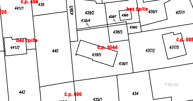 Bolatice 1044 na parcele st. 438/5 v KÚ Bolatice, Katastrální mapa