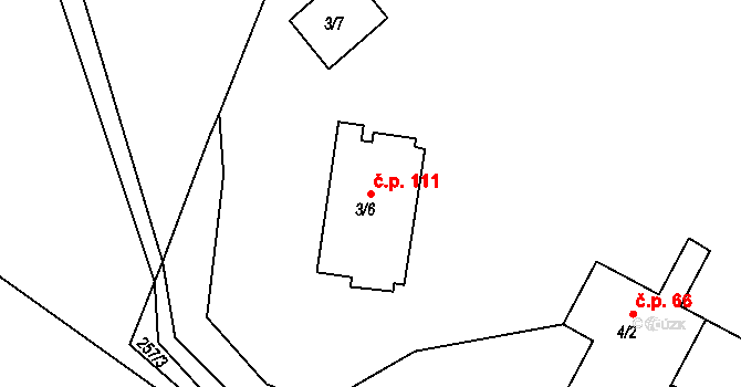 Velký Valtinov 111 na parcele st. 3/6 v KÚ Velký Valtinov, Katastrální mapa