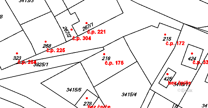 Višňové 175 na parcele st. 216 v KÚ Višňové, Katastrální mapa