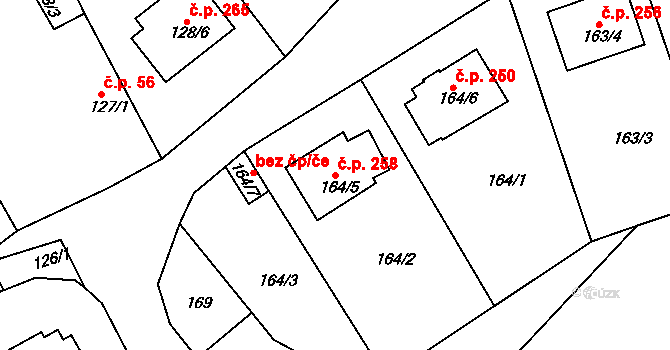 Malín 258, Kutná Hora na parcele st. 164/5 v KÚ Malín, Katastrální mapa