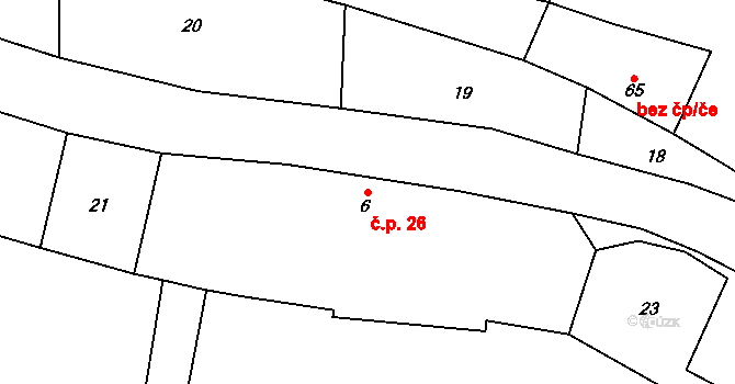 Tuchotice 26, Vidice na parcele st. 6 v KÚ Tuchotice, Katastrální mapa