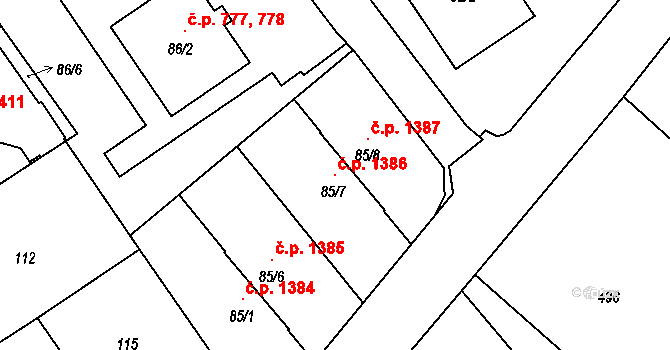 Liberec XIV-Ruprechtice 1386, Liberec na parcele st. 85/7 v KÚ Ruprechtice, Katastrální mapa