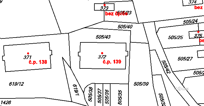 Špičák 139, Železná Ruda na parcele st. 372 v KÚ Špičák, Katastrální mapa