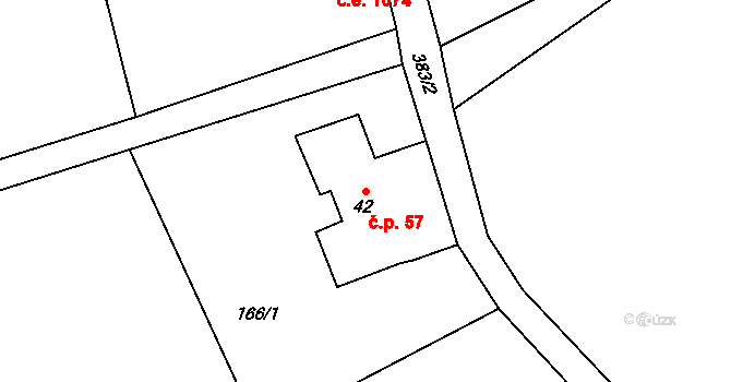 Rejdice 57, Kořenov na parcele st. 42 v KÚ Rejdice, Katastrální mapa