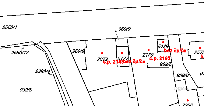 Jablonec nad Nisou 2148 na parcele st. 2079 v KÚ Jablonec nad Nisou, Katastrální mapa