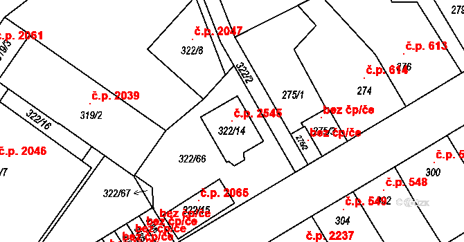 Zábřeh 2545 na parcele st. 322/14 v KÚ Zábřeh na Moravě, Katastrální mapa