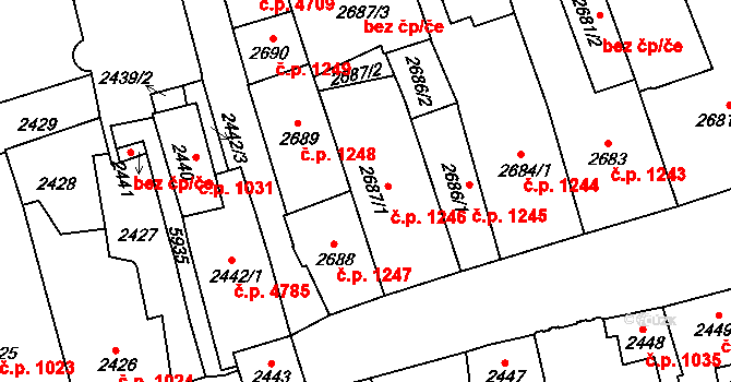 Jihlava 1246 na parcele st. 2687/1 v KÚ Jihlava, Katastrální mapa