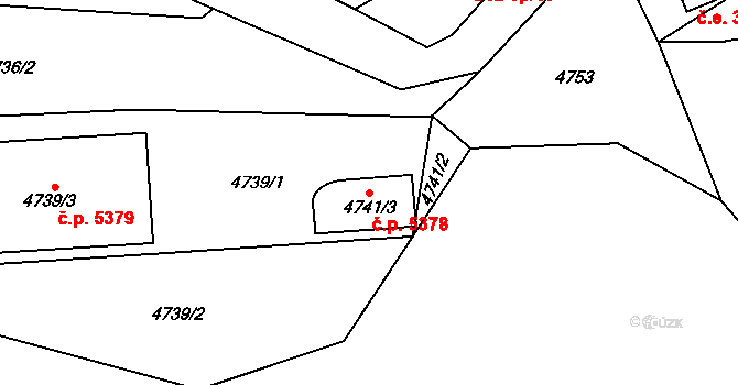Jihlava 5378 na parcele st. 4741/3 v KÚ Jihlava, Katastrální mapa