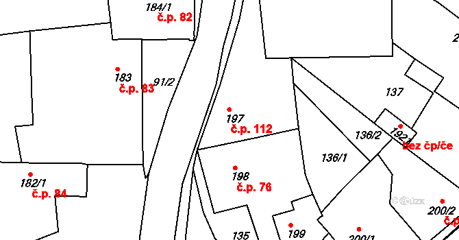 Telč-Štěpnice 112, Telč na parcele st. 197 v KÚ Telč, Katastrální mapa