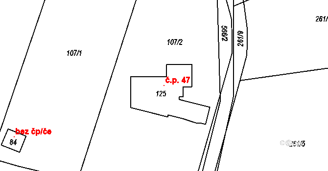 Vračovice 47, Vračovice-Orlov na parcele st. 125 v KÚ Vračovice, Katastrální mapa