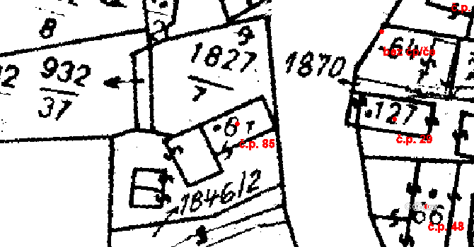 Studánka 85 na parcele st. 61 v KÚ Studánka u Tachova, Katastrální mapa