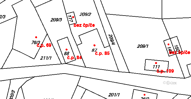 Drnovec 85, Cvikov na parcele st. 87 v KÚ Drnovec, Katastrální mapa