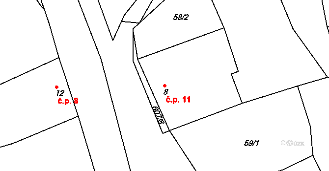 Stará Roveň 11, Městečko Trnávka na parcele st. 8 v KÚ Stará Roveň, Katastrální mapa
