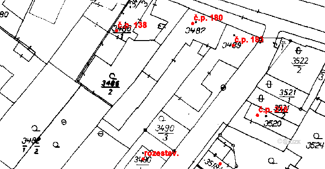 Poděbrady III 180, Poděbrady na parcele st. 3487 v KÚ Poděbrady, Katastrální mapa
