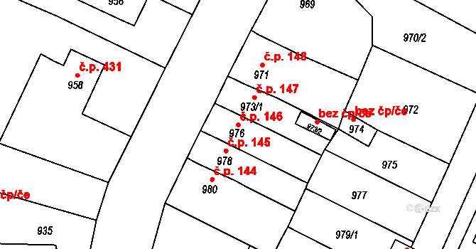 Miřetice u Klášterce nad Ohří 146, Klášterec nad Ohří na parcele st. 976 v KÚ Miřetice u Klášterce nad Ohří, Katastrální mapa